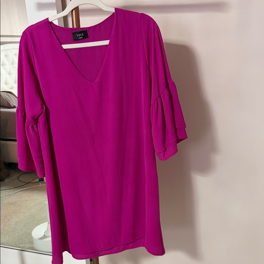 Vici Fuchsia V-Neck Blouse